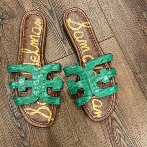 Sam Edelman Green and Brown Slide Sandals